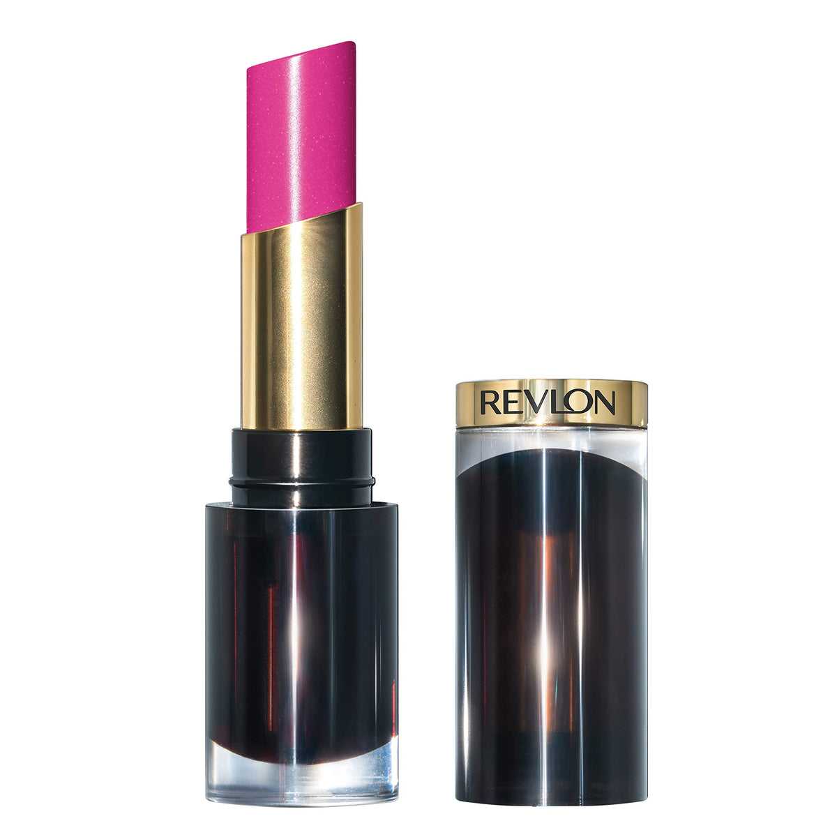 Revlon 022 Fuchsia Gleam front view showing glossy bullet and color payoff