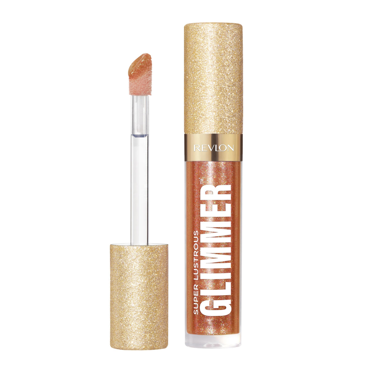 REVLON front packaging of Bronze Spark gloss showing shade and tube, radiant finish benefit