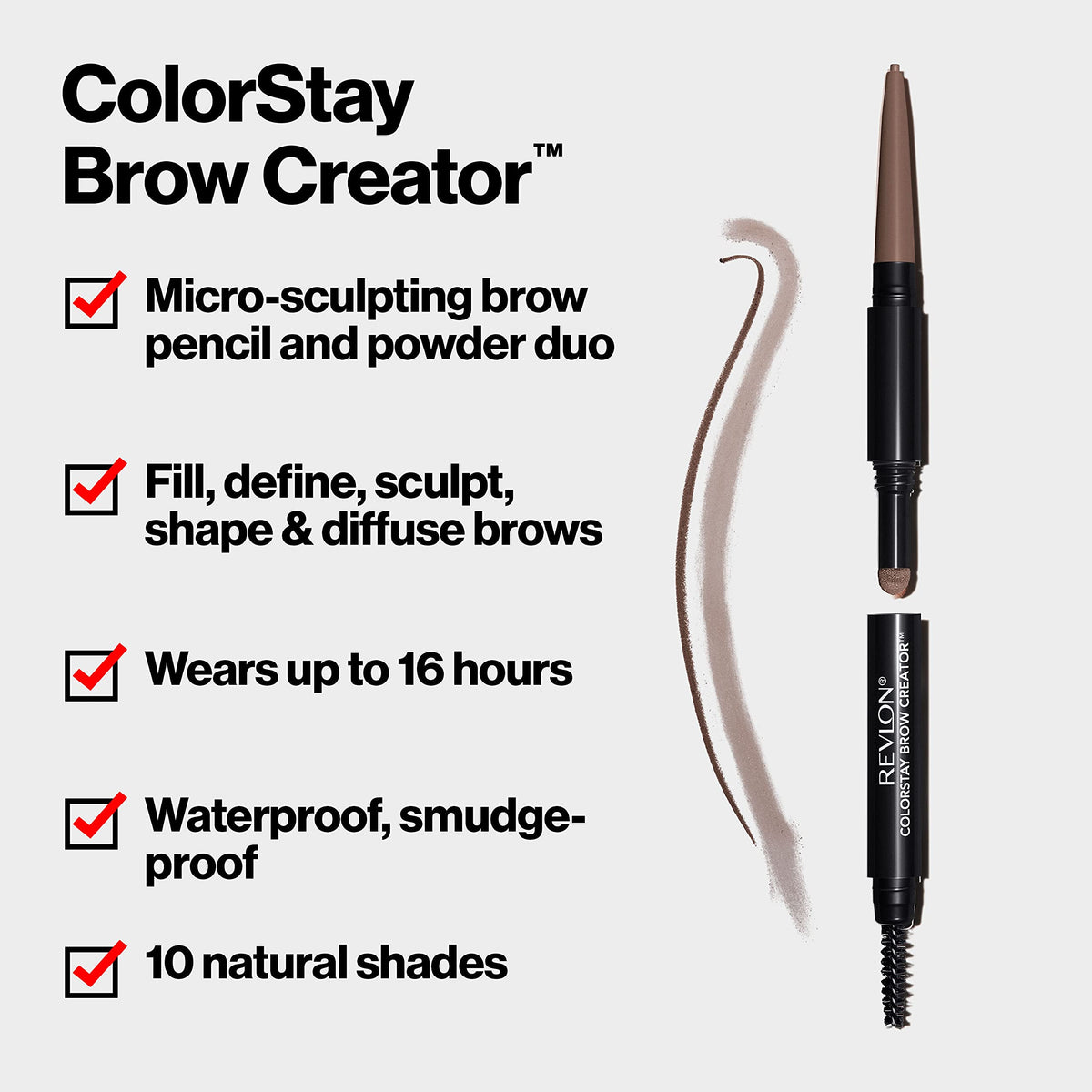 Revlon Brow Creator powder pan texture detail, adds fullness and soft blended color