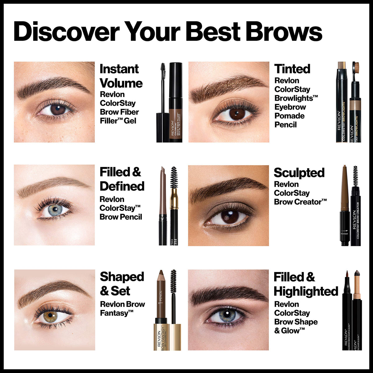 Revlon blonde shade swatches comparing tones to match light brows accurately