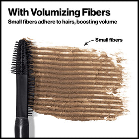 Revlon brow fiber formula close-up showing texture for fuller brows