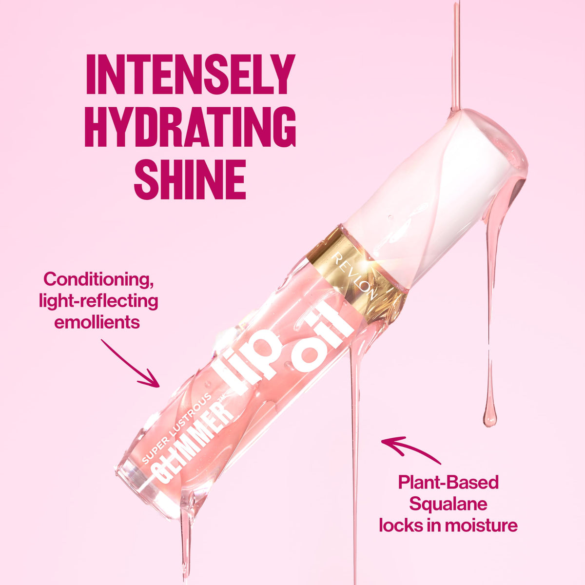 REVLON lip oil layered over lipstick for intensified color and gloss