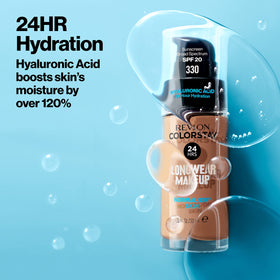 Revlon ColorStay bottle next to hand for size and scale reference