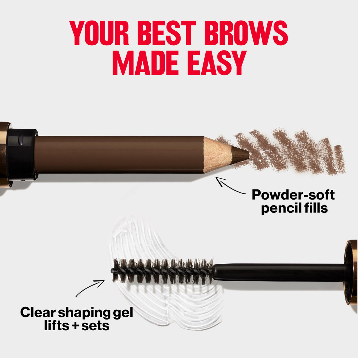 Revlon application on model brows illustrating natural-looking fullness