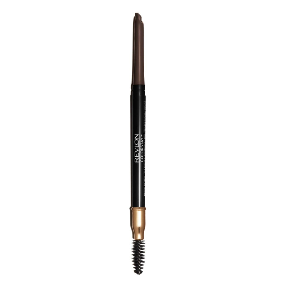 Revlon ColorStay brow pencil front view shows packaging and slim profile benefit precision