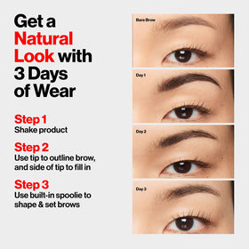 Revlon ColorStay brows before and after demonstrating fuller, natural-looking benefit