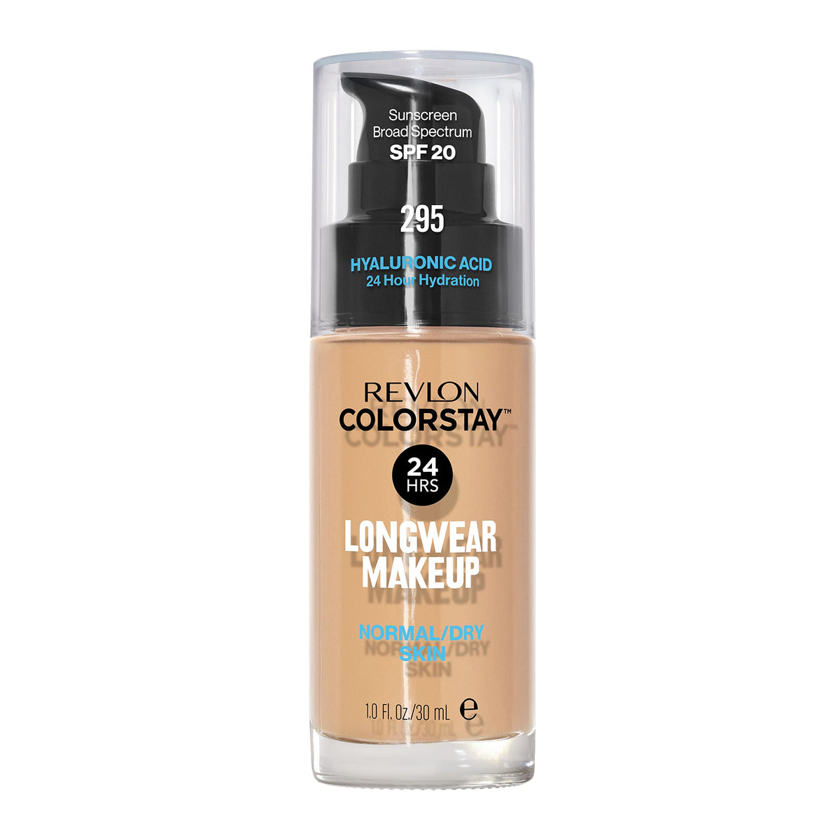 Revlon ColorStay front packaging showing shade 295 Dune and brand benefit