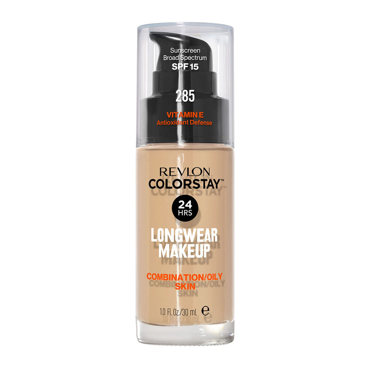 Revlon bottle front packaging showing label and shade for long-wear benefit