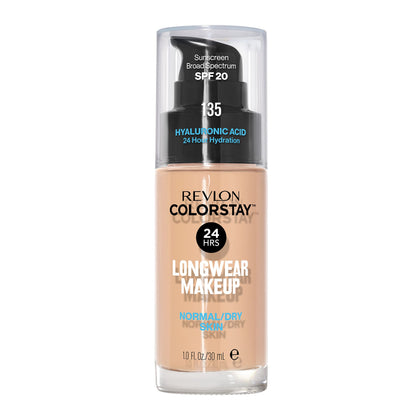 Revlon ColorStay front packaging showing shade name and bottle benefits