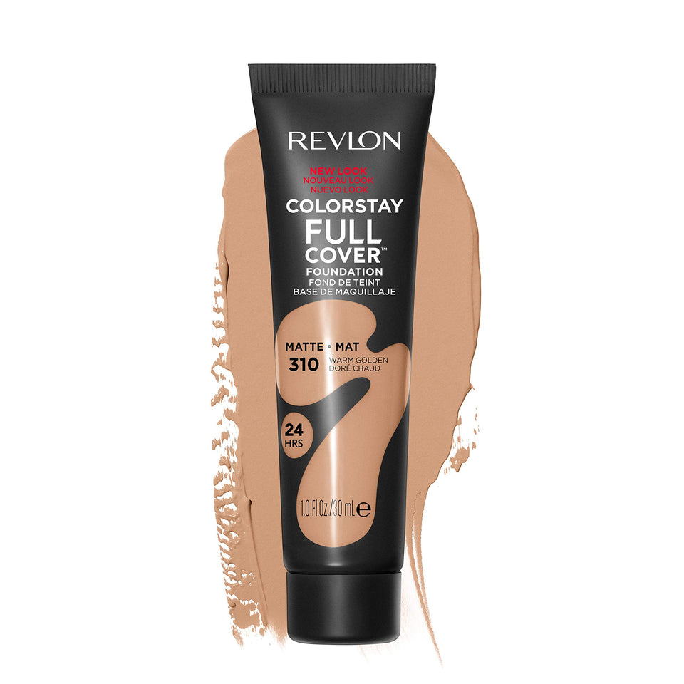 Revlon ColorStay tube front view showing shade warm golden and travel-friendly packaging