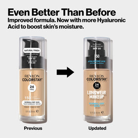 Revlon ColorStay label and ingredients highlighting hyaluronic acid benefit