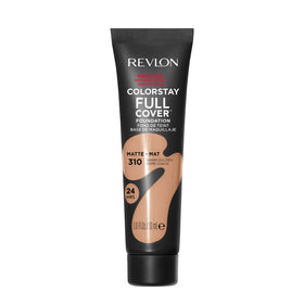 Back label close-up of Revlon ColorStay listing longwear and transfer-resistant features