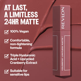 Revlon texture stroke on skin showing smooth matte finish and rich payoff