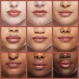Revlon ColorStay lip swatch on model showing wearable nude finish benefit
