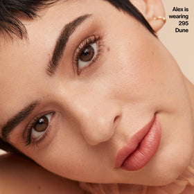 Model wearing Revlon ColorStay matte finish demonstrating oil control and natural look