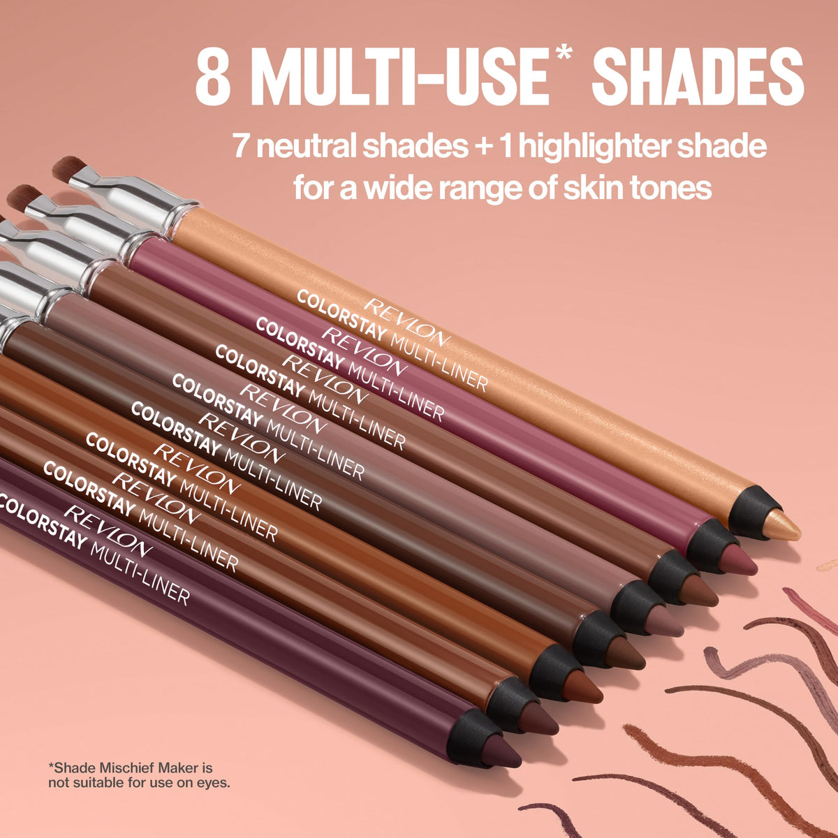 Revlon ColorStay Multi-Liner next to coin to show compact size for travel-ready convenience