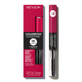 Revlon ColorStay Overtime front packaging showing dual-ended tube and shade