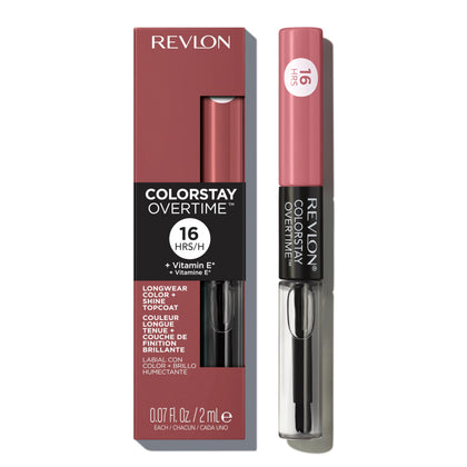Revlon ColorStay Overtime front packaging showing 550 Blush Hour benefits
