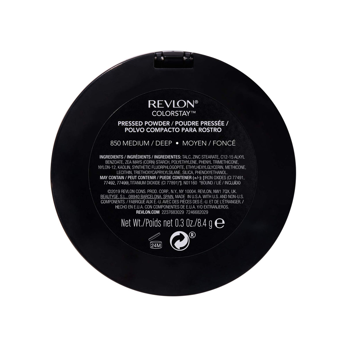 Revlon powder size comparison beside a hand for travel convenience