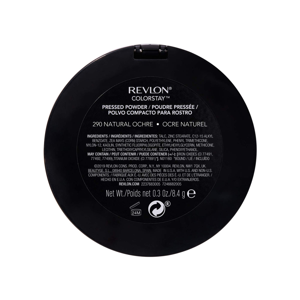 Model applying Revlon powder to cheek demonstrating shine control benefit