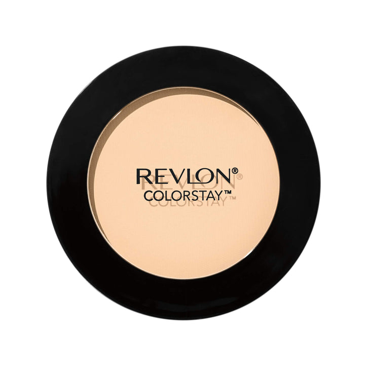 Revlon compact front view showing sleek packaging and shade label for easy selection