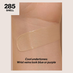 Revlon pump dispensing shade 285 Shell demonstrating controlled application benefit