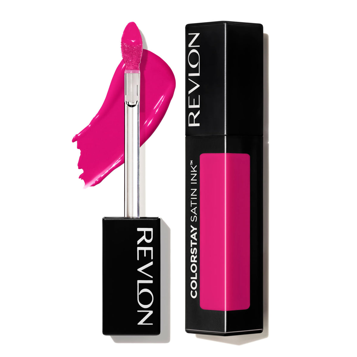 Revlon ColorStay Satin Ink front packaging showing shade and finish benefit