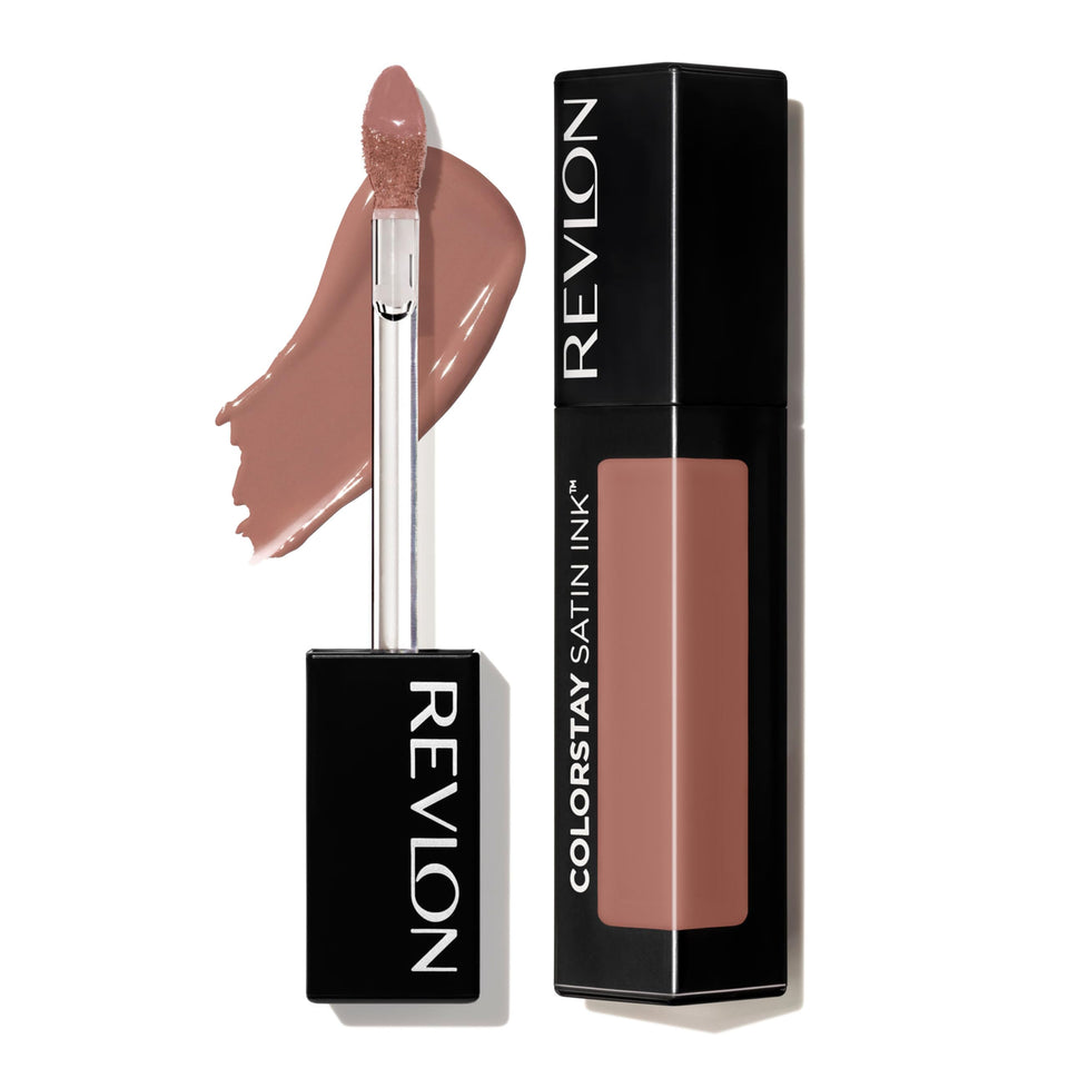 Revlon ColorStay Satin Ink front tube showing label and shade 001 benefit longwear