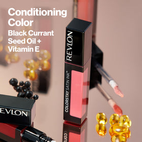 Revlon ColorStay Satin Ink texture close-up displaying creamy satin formula and hydrated appearance