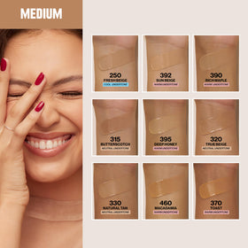 Revlon ColorStay bottle next to common objects for scale to show compact travel size