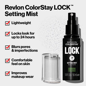 Close-up of mist texture droplets from Revlon ColorStay for lightweight, non-sticky finish