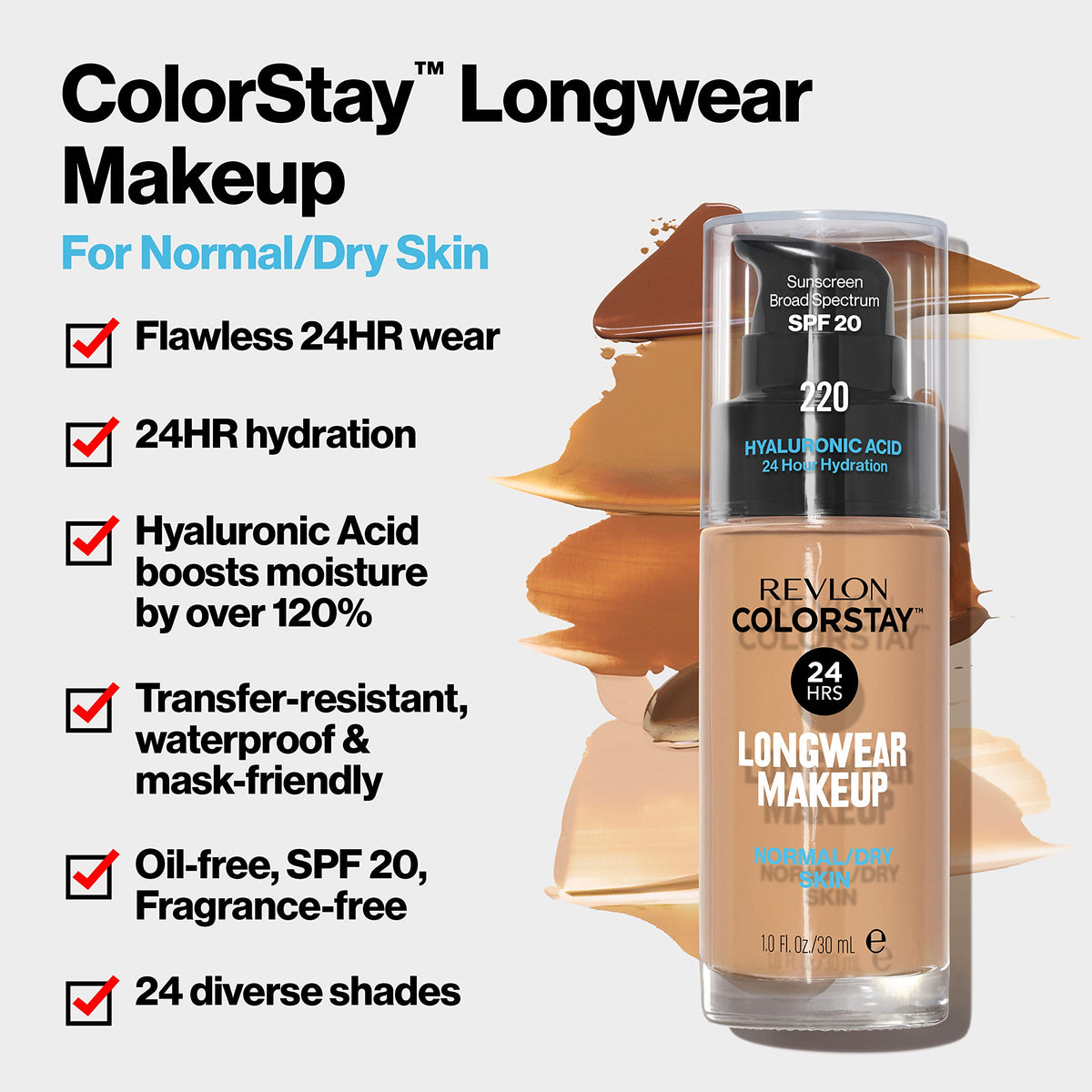 Revlon ColorStay texture close-up showing smooth, hydrating finish