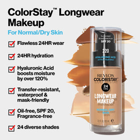 Revlon ColorStay texture close-up showing smooth, hydrating finish