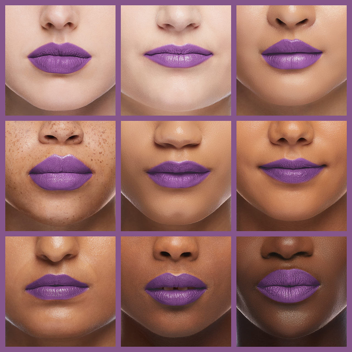Revlon ColorStay Vigorous Violet applied on lips for bold color