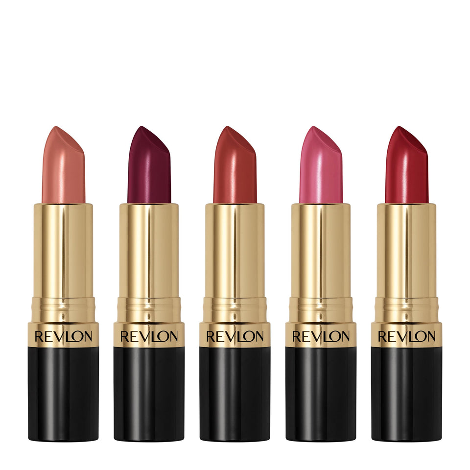 REVLON front packaging showing five lipstick tubes and brand appeal