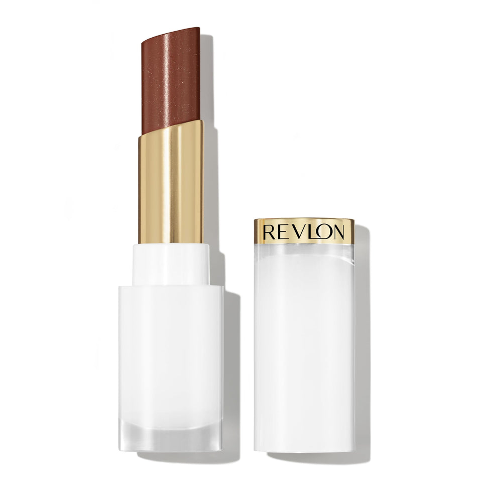REVLON front packaging of Glass Shine Balm showing shade and glossy finish benefit