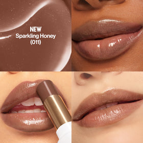 REVLON open twist-up balm showing product tip and one-swipe swatch on paper