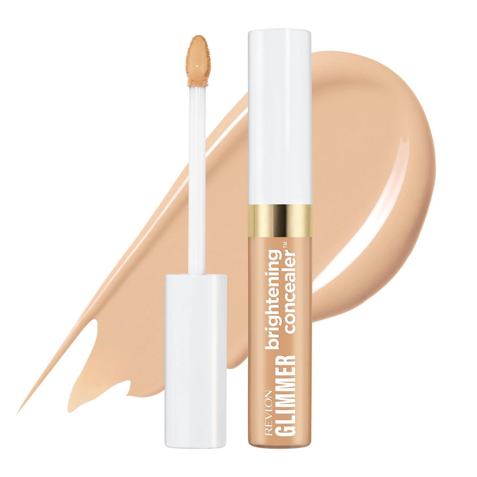 Revlon Glimmer 135 front packaging showing shade and compact bottle benefits