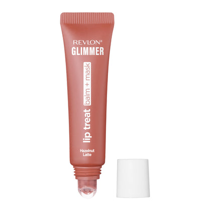 Revlon Glimmer front packaging showing Hazelnut Latte shade and glossy finish benefit