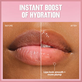 REVLON model wearing Gone Rose showing glossy natural tint and hydrated lips