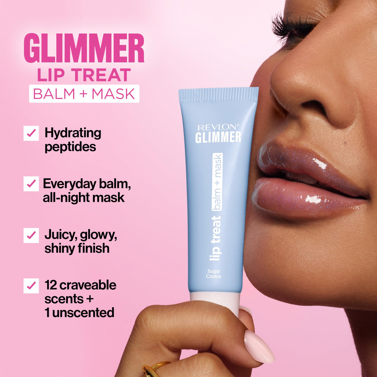Revlon Glimmer opened product with cap removed showing applicator for easy use benefit