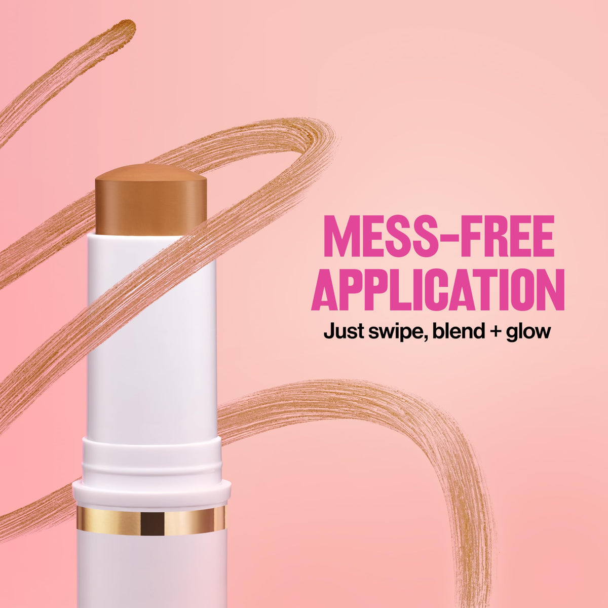 Revlon glimmer stick next to lipstick showing compact size and portability benefit