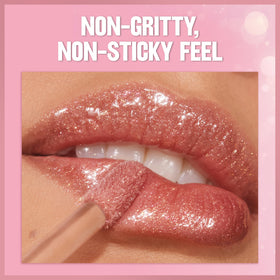 REVLON gloss next to coin size comparison for portable, travel-friendly benefit