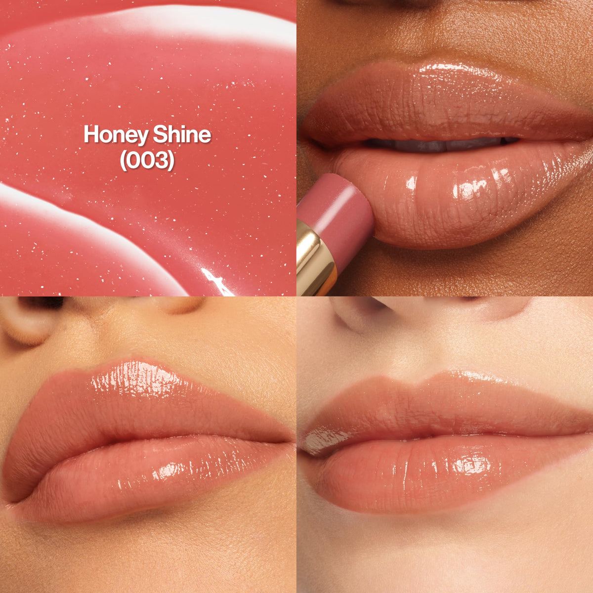 REVLON close-up texture of balm-smear showing glossy hydration benefit