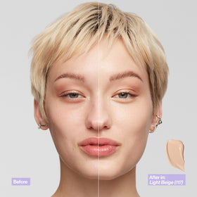 Revlon Illuminance 201 Creamy Natural swatch on arm illustrating shade and blendability