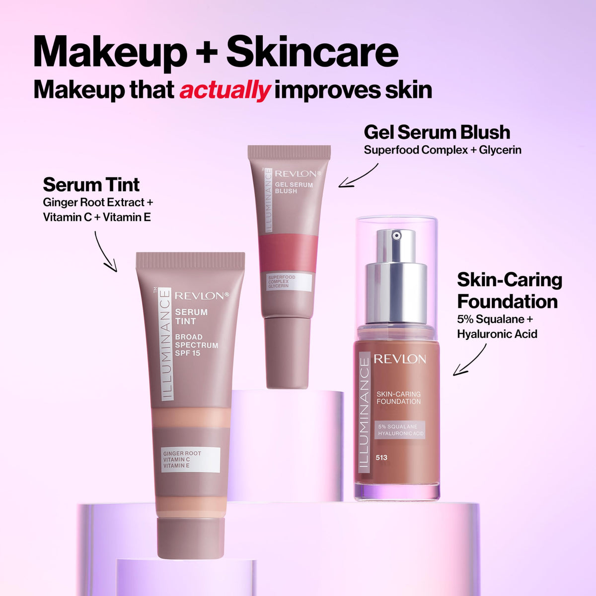 Revlon Illuminance blended on cheek showing natural satin finish and coverage