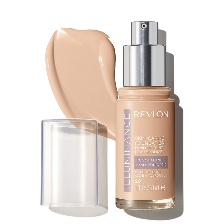 Revlon Illuminance front bottle showing packaging and product name, clarifies shade and benefits