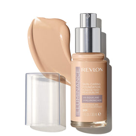 Revlon Illuminance front bottle showing sleek packaging and usable pump benefit