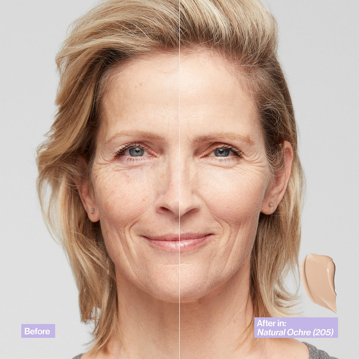 Revlon lifestyle application image with woman applying foundation for polished look