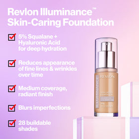 Revlon pump close-up dispensing foundation for precise, mess-free application